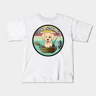 Cute retriever dog has gone fishing Kids T-Shirt